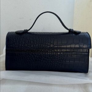 Navy East West Crocodile Top Handle Bag - Bloomingdale’s Aqua Brand.